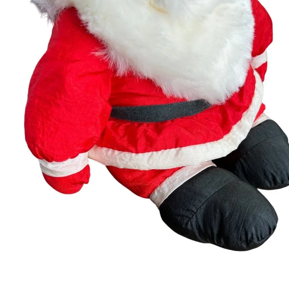 Vintage Santa Claus Red Nylon Plush Stuffed Toy Christmas J.S. International